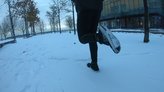 Probando la suela de estas New Balance incluso en nieve